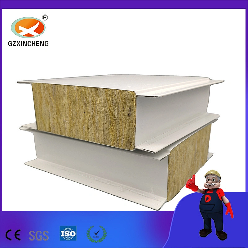 Material de construcción de aislamiento de temperatura Panel sándwich de lana de roca para cámara fría del fabricante