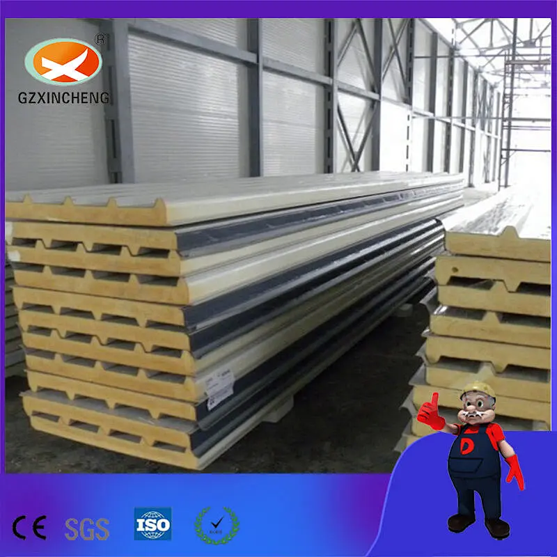 100mm Rock Wool Light Weight Fireproof Sandwich Wall Panel for Prefab Warehouse