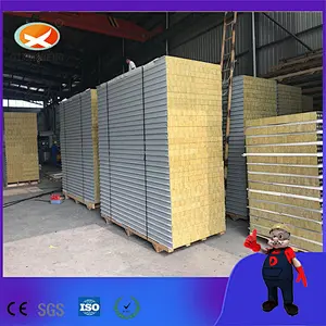 100mm Rock Wool Light Weight Fireproof Sandwich Wall Panel for Prefab Warehouse