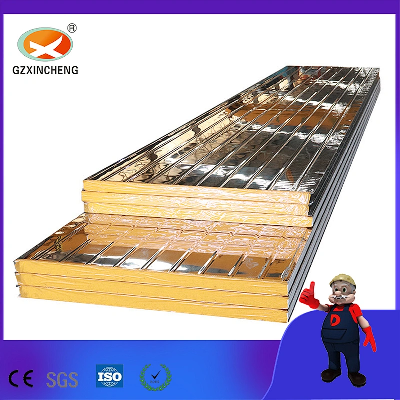 Material de construcción de aislamiento de temperatura Panel sándwich de lana de roca para cámara fría del fabricante