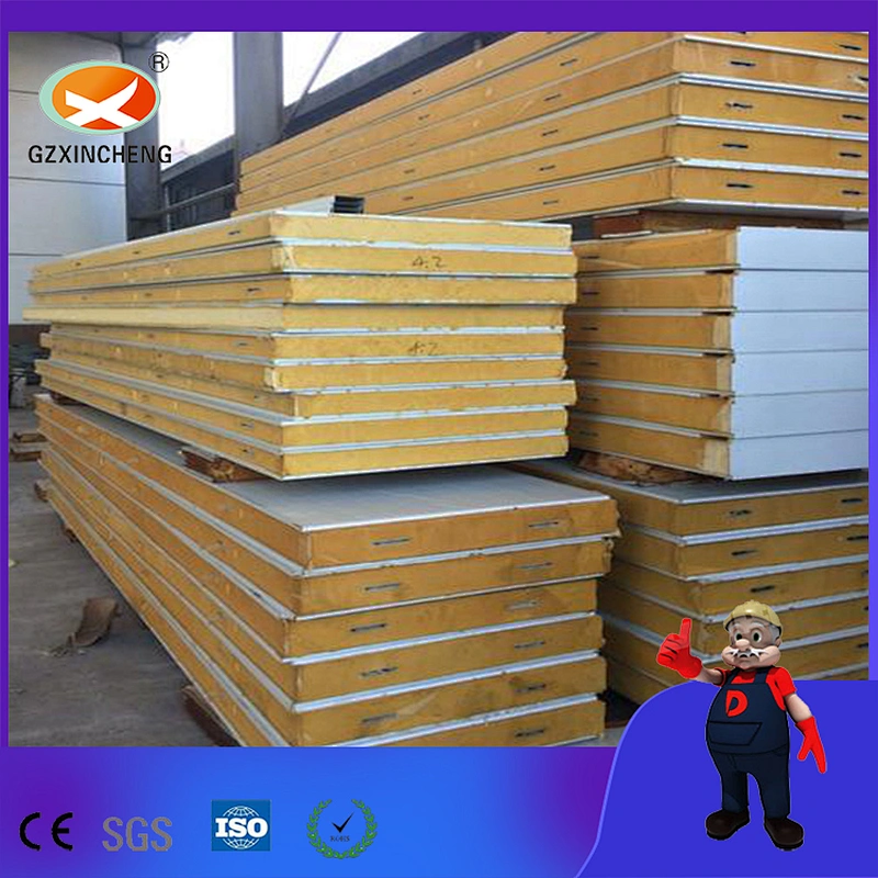 Material de construcción 50 mm Pu / PIR poliuretano panel sándwich aislante de calor coldroom
