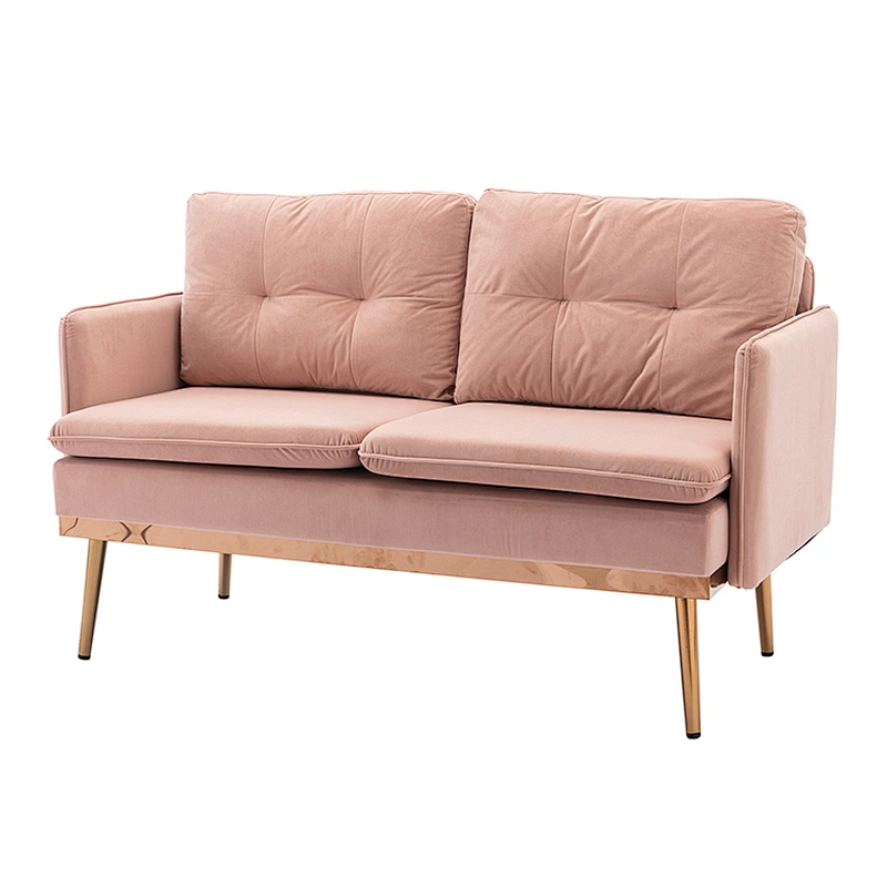 Wholesale the latest design sofa set living room furniture 1+2 Pink stainless steel foot studio sofa