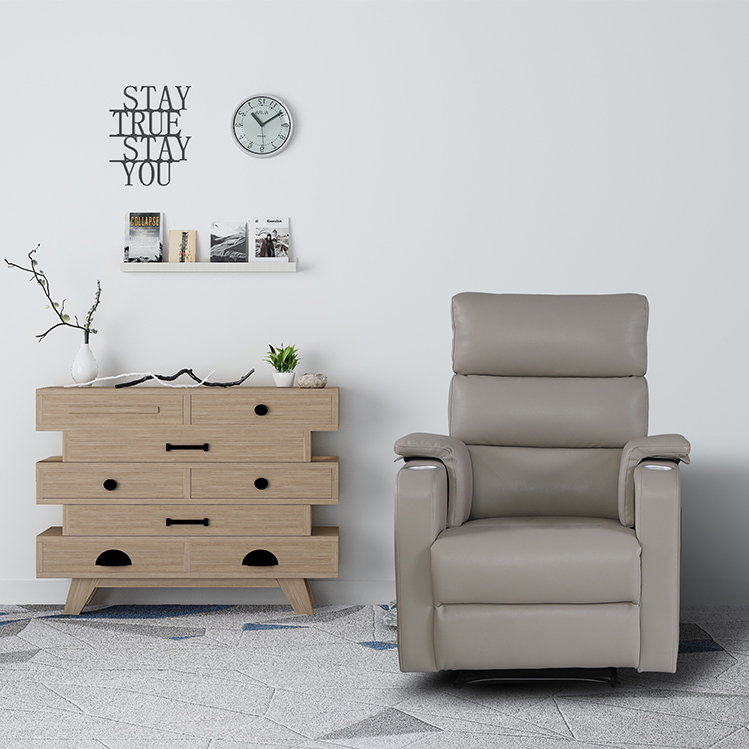 Modern Style Power Recliner White Fabric Living Room Single Sofa Chairs