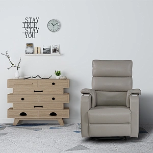 Modern Style Power Recliner White Fabric Living Room Single Sofa Chairs
