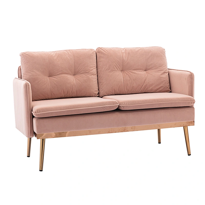 Wholesale the latest design sofa set living room furniture 1+2 Pink stainless steel foot studio sofa