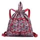 Drawstring backpack waterproof folding storage bag sports gym bag pocket travel backpack