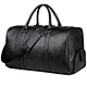 Men leather travel bag handbag large fitness duffle with one shoulder slung over the shoulder