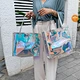Wholesale transparent clear colorful shopping bag, advertising gift bags, PVC handbag shoulder bag