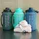 2L Sports Travel Collapsible Foldable Silicone Water Bottle with Straw Time Marker