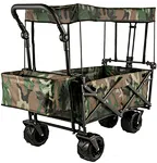 Extra Large Collapsible Garden Cart with Removable Canopy Folding Wagon Utility Carts with Wheels and Rear Storage Garden Camping Grocery Car Wagon Cart