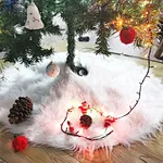 Holiday Christmas Decoration Luxury Long Plush 48" White Christmas Tree Skirts