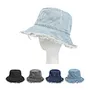 Custom Women Denim Fisherman Hat Embroidery Flat Top Wide Brim Bucket Hat