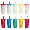 New Single-Wall Plastic Color-Changing Cup Beverage Fruit Tea Cup with Straw
