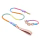 PU Leather Woven Rope Dog Collar & Lead, Custom Logo Pet Leash & Collar