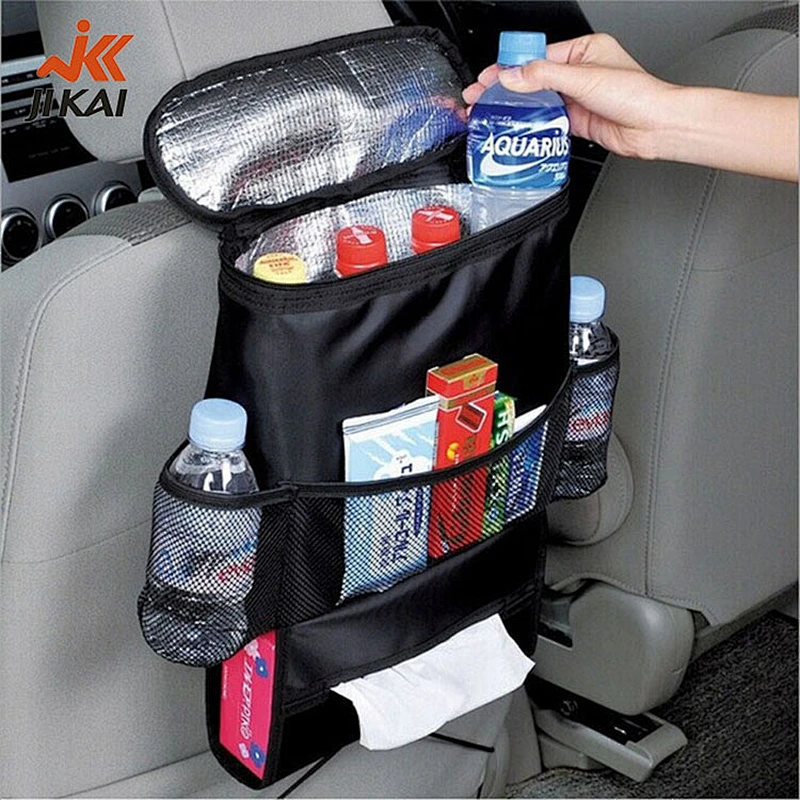 Multi-pocket travel storage bag backseat hanging thermal insulation car organizer bag