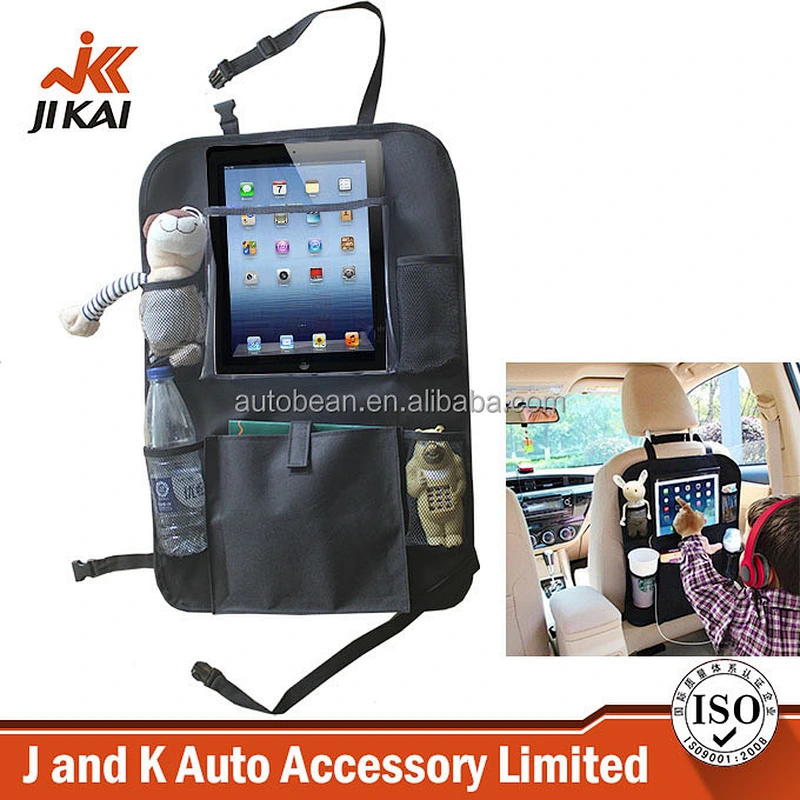 Hanging organizer kids rear car back seat organizer with tablet viewer