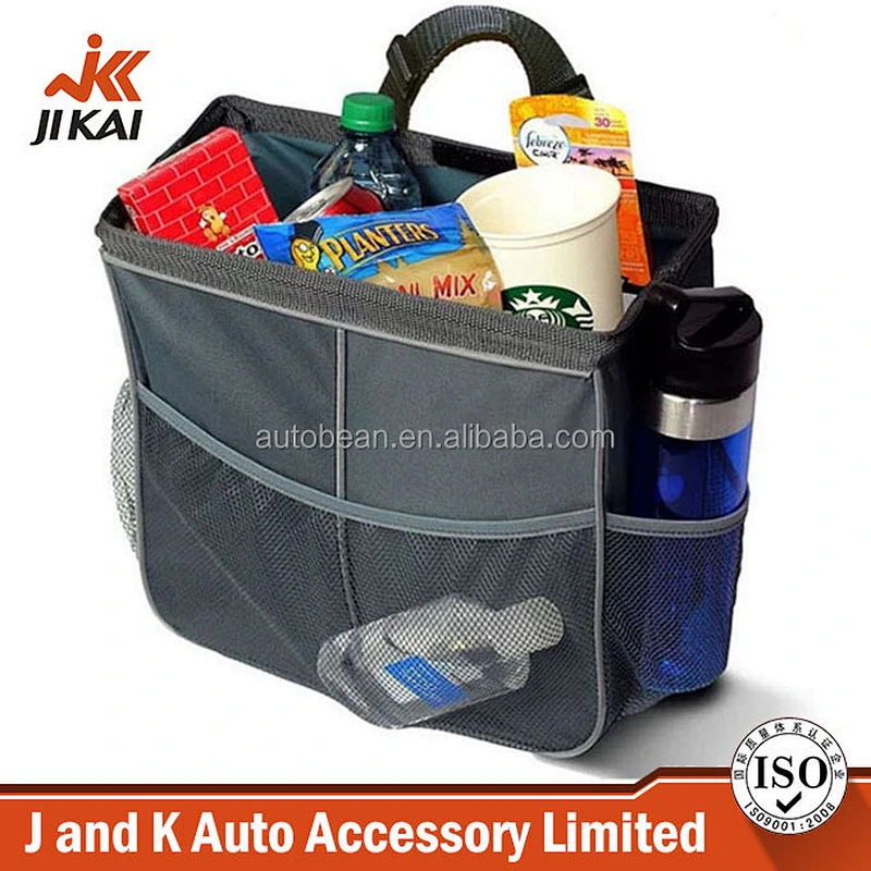 Car garbage bag can storage 3 side pockets backseat organizer