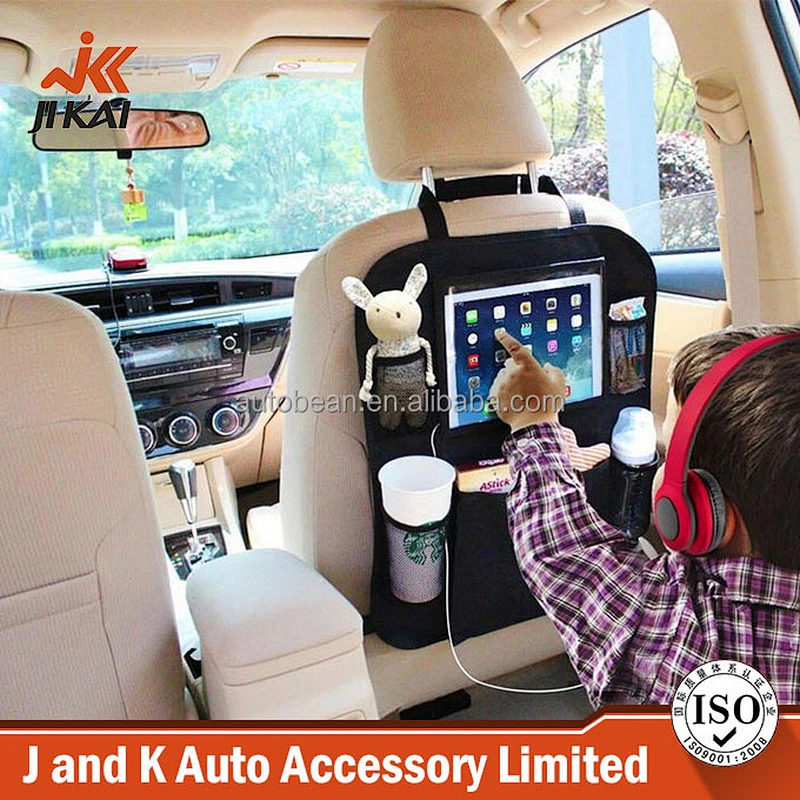 Hanging organizer kids rear car back seat organizer with tablet viewer