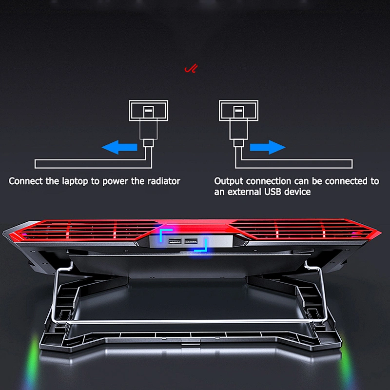 2021 New Gaming Laptop Cooler RGB LED Notebook stand Powerful Air Flow Adjustable Cooling Pad 2 USB Ports For 12-18 inch Laptop