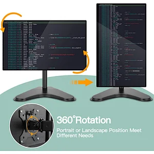 Single Adjustable Monitor Desk Mount with C Clamp and Grommet Mounting Base for 13 to 32
