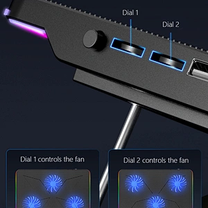 RGB Gaming Laptop Cooler 12-17 Inch,Six Fan Cooling Bracket With Led Screen,Notebook Cool Stand Two USB Ports