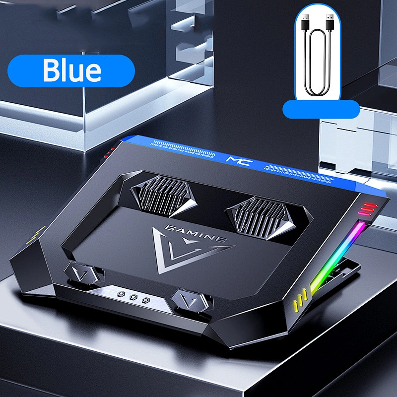 2021 New Gaming Laptop Cooler RGB LED Notebook stand Powerful Air Flow Adjustable Cooling Pad 2 USB Ports For 12-18 inch Laptop