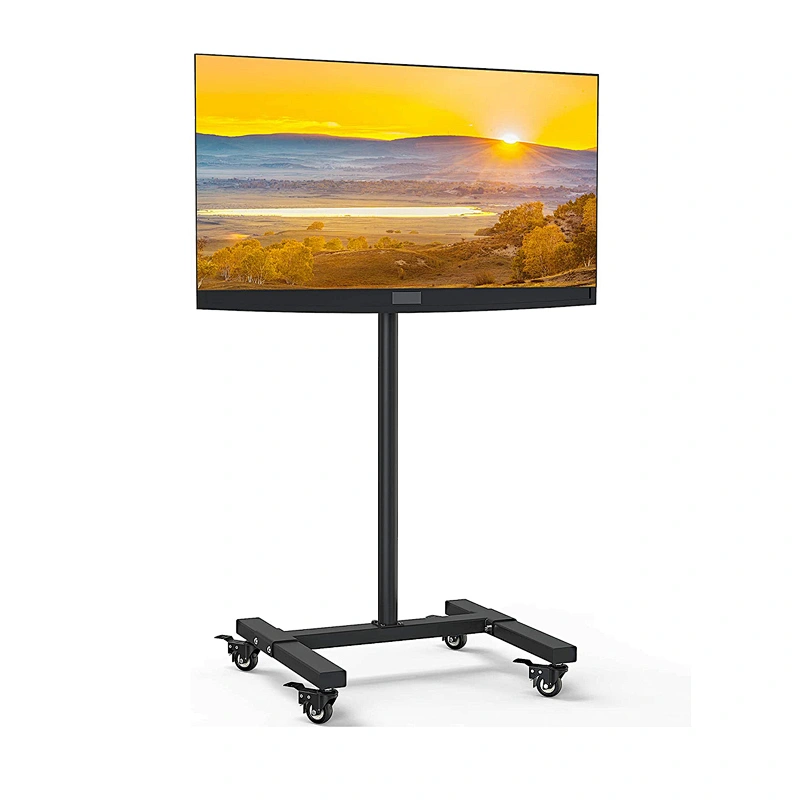 2021 Mobile TV Cart with Lockable Wheels for 13-42 Inch LCD LED Flat Panel Screens, 7-Level Height Adjustable Rolling TV Stand