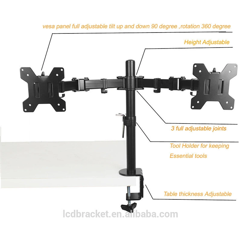 2018 Clamp Desk Dual Monitor Mount Amazon Hot Selling Factory Price