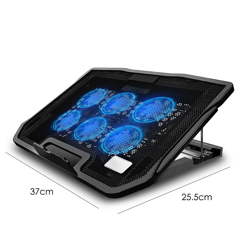 6 Fans Laptop Cooling Pad 2 USB Port with Led Screen 2600RPM for 14/15.6 inch Gaming Laptop Cooler Stand