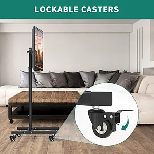 2021 Mobile TV Cart with Lockable Wheels for 13-42 Inch LCD LED Flat Panel Screens, 7-Level Height Adjustable Rolling TV Stand