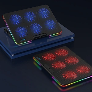 RGB Gaming Laptop Cooler 12-17 Inch,Six Fan Cooling Bracket With Led Screen,Notebook Cool Stand Two USB Ports