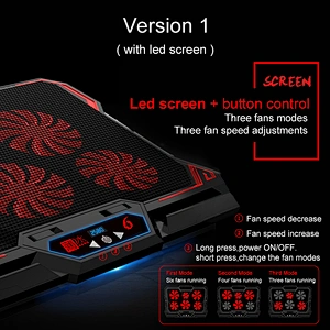 Gaming Laptop Cooler Notebook Cooling Pad 6 Silent Red Blue LED Fans Powerful Air Flow Portable Adjustable Laptop Stand