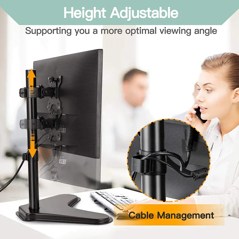 Single Adjustable Monitor Desk Mount with C Clamp and Grommet Mounting Base for 13 to 32