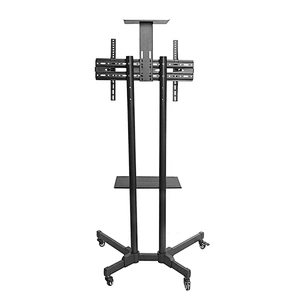 TV Cart Mobile TV Stand Wheeled Flat Screen Television Stands with Rolling Casters and Shelf, TV Mount Bracket