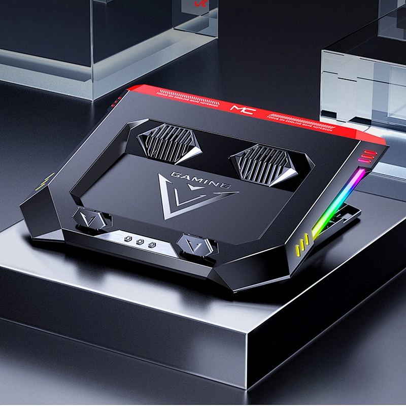 2021 New Gaming Laptop Cooler RGB LED Notebook stand Powerful Air Flow Adjustable Cooling Pad 2 USB Ports For 12-18 inch Laptop