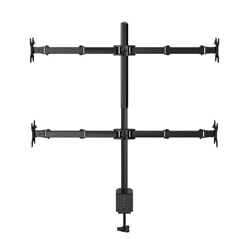 LCD Computer Monitor Mount Free Standing Heavy Duty Desk Stand Fully Adjustable holds 4 Four Screens up to 27inch