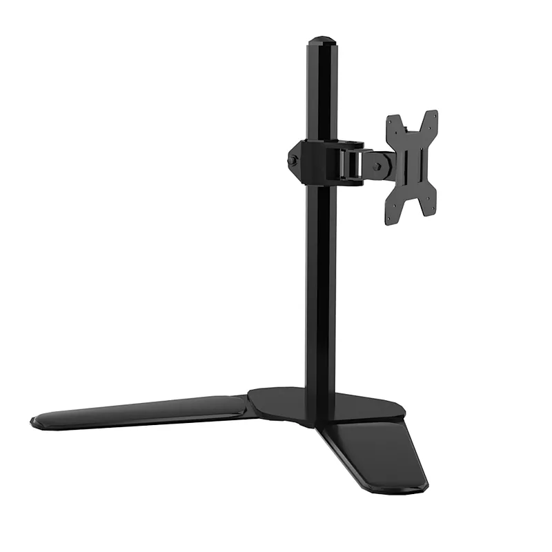 Single LCD Computer Monitor Free-Standing Desk Stand Riser with Adjustable Tilt, Swivel, Rotation Screen 13 to 27