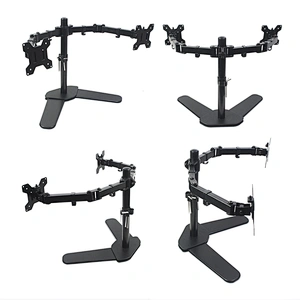 Full Motion Dual Monitor Free-Standing Desk Stand VESA Mount Double Joints | Holds 13