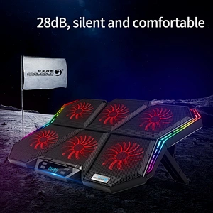 RGB laptop cooler 12-17 inch Led Screen Laptop cooling pad Notebook cooler stand with Six Fan and 2 USB Ports