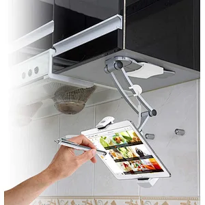 2020 Factory Price Aluminum tablet Phone Stand 2-in-1 Kitchen Tablet Stand, Wall/Desktop Mount W/Stylus for Tablets