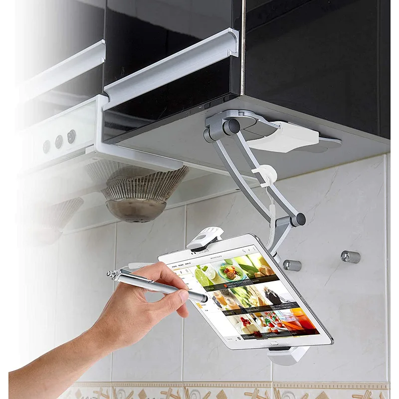 2020 Factory Price Aluminum tablet Phone Stand 2-in-1 Kitchen Tablet Stand, Wall/Desktop Mount W/Stylus for Tablets