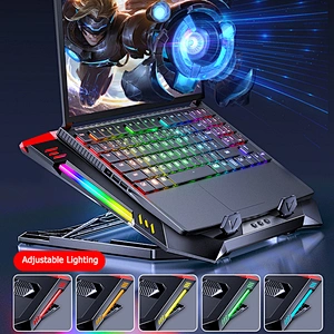 2021 New Gaming Laptop Cooler RGB LED Notebook stand Powerful Air Flow Adjustable Cooling Pad 2 USB Ports For 12-18 inch Laptop