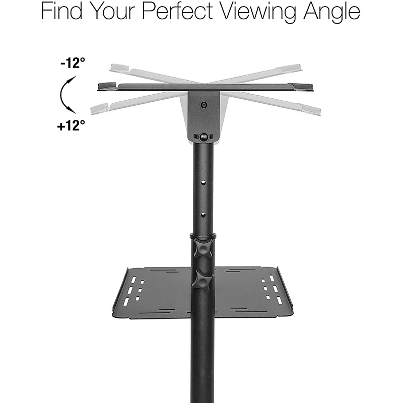2021 Mobile Projector Stand Rolling Height Adjustable Laptop and Projector Cart On Wheels Black Presentation Trolley