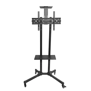 TV Cart Mobile TV Stand Wheeled Flat Screen Television Stands with Rolling Casters and Shelf, TV Mount Bracket