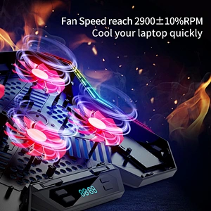 RGB laptop cooler 12-17 inch Led Screen Laptop cooling pad Notebook cooler stand with Six Fan and 2 USB Ports