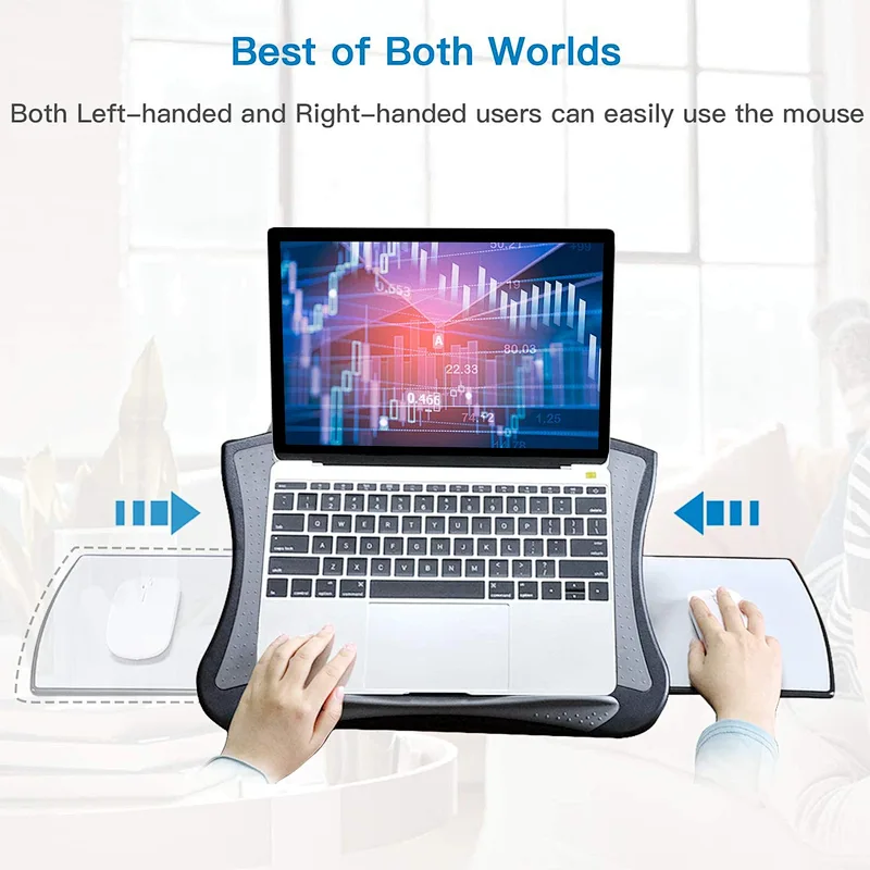 Adjustable Lap Desk with Cooling Fan, Fits 15.6 Inch Laptops, Comfortable Laptop Desk Stand with 5 Adjustable Angles