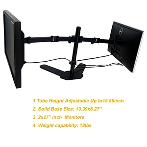 Full Motion Dual Monitor Free-Standing Desk Stand VESA Mount Double Joints | Holds 13