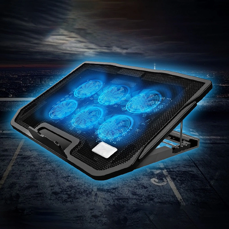 6 Fans Laptop Cooling Pad 2 USB Port with Led Screen 2600RPM for 14/15.6 inch Gaming Laptop Cooler Stand