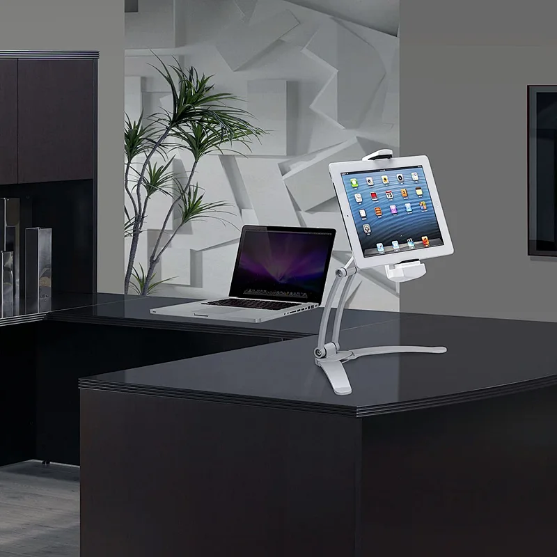 2020 Factory Price Aluminum tablet Phone Stand 2-in-1 Kitchen Tablet Stand, Wall/Desktop Mount W/Stylus for Tablets