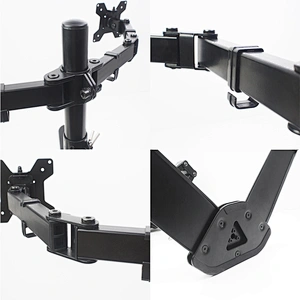 Full Motion Dual Monitor Free-Standing Desk Stand VESA Mount Double Joints | Holds 13
